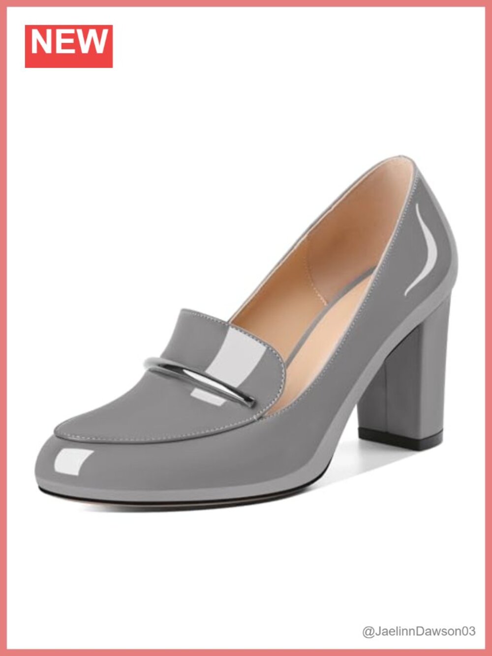 Women's Block Heel Loafer Pumps Round Toe Faux Leather Slip On Chunky Heels